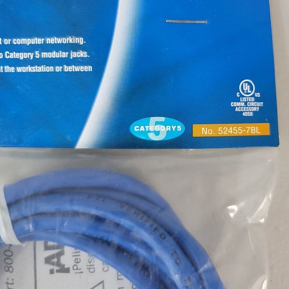 2/$15 NEW Leviton CAT 5 7-Foot Patch Cord Blue 52455-7BL Network Cable Ethernet - Picture 3 of 7